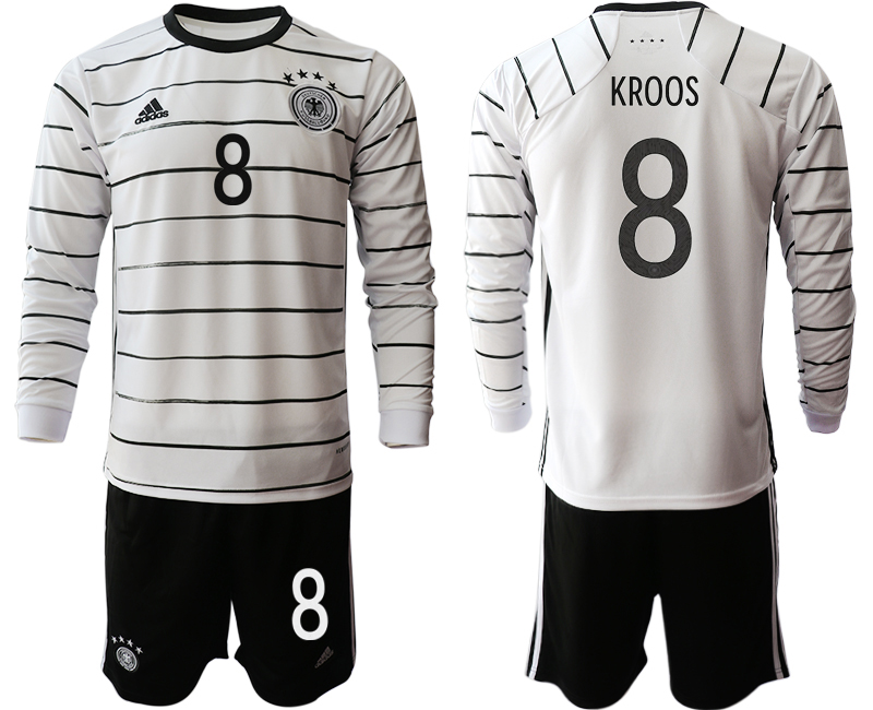 Men 2021 European Cup Germany home white Long sleeve #8 Soccer Jersey